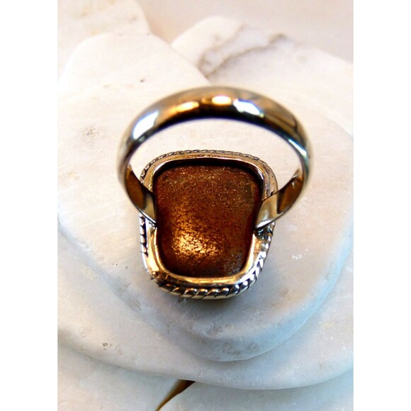 Genuine Australian Boulder Opal Sterling Silver Ring Size 7 - Picture 8 of 9